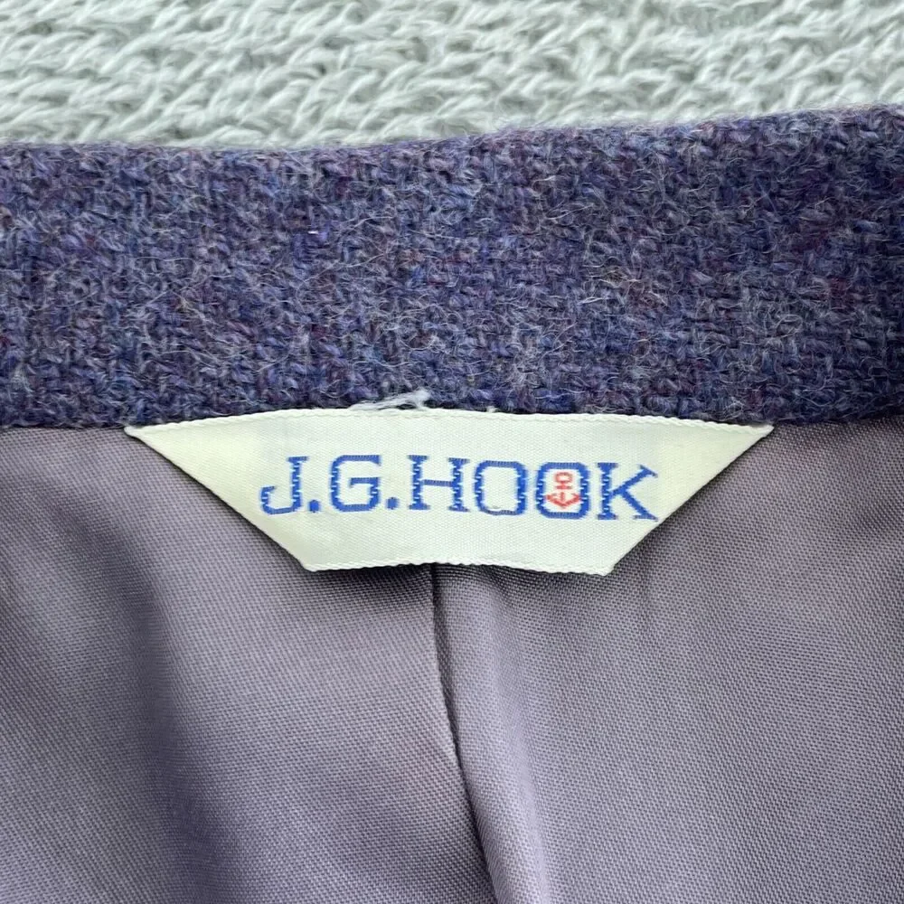 Vntg J.G. Hook Womens Wool Blazer Jacket Size 12 Purple With Gold Buttons 2619 - Picture 4 of 10